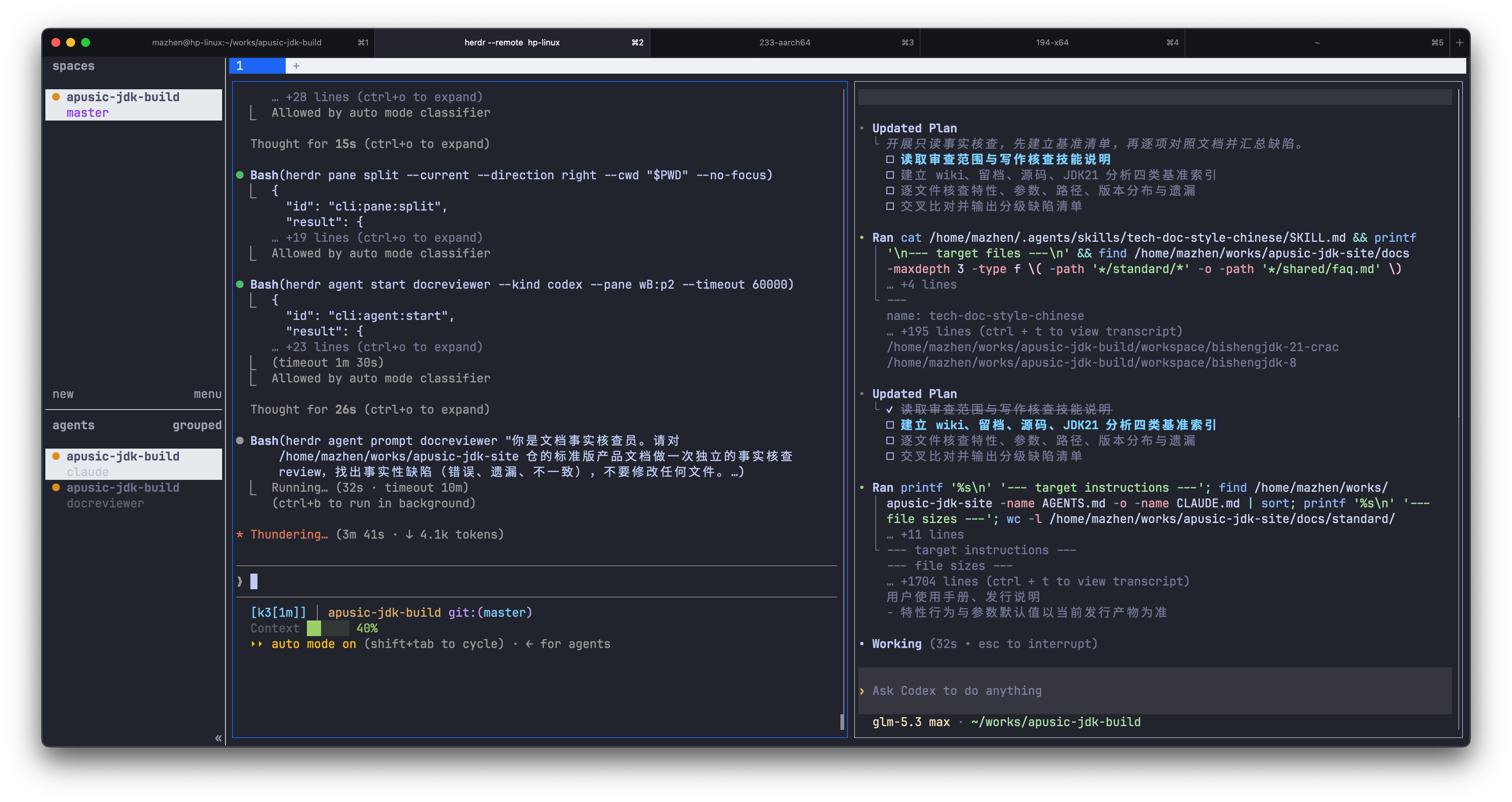 Claude Code 通过 Herdr 启动 Codex 做文档事实核查